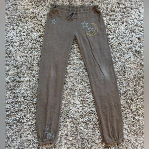 Wildfox Brown Joggers with Star and Moon Design